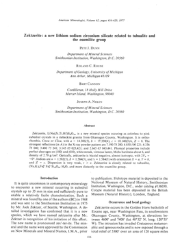 Zektzerite: a New Lithium Sodiumzirconium Silicate Related to Tuhualiteand the Osumilitegroup