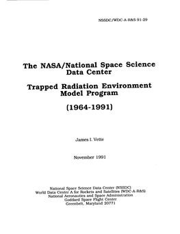 The NASA/National Space Science Data Center Trapped Radiation