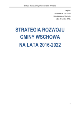 Strategia Rozwoju Gminy Wschowa Na Lata 2016-2022