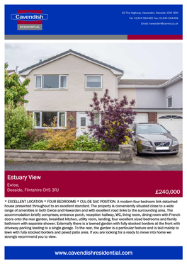 Estuary View Ewloe, Deeside, Flintshire CH5 3RJ £240,000