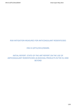 Risk Mitigation Measures for Anticoagulant Rodenticides