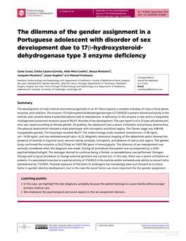 Downloaded from Bioscientifica.Com at 09/29/2021 12:16:50AM Via Free Access Disorder of Sex Development C Costa Et Al