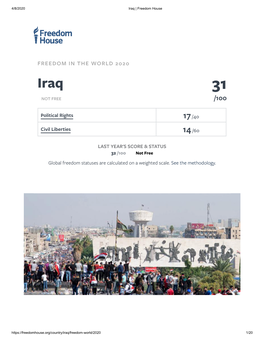 Iraq: Freedom in the World 2020