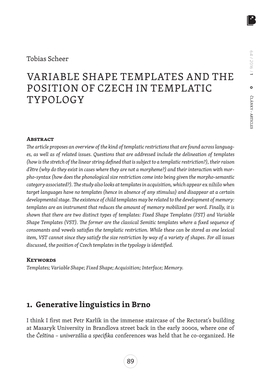 Variable Shape Templates and the Position of Czech in Templatic Typology