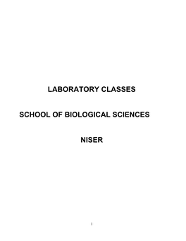 Laboratory Classes School of Biological Sciences Niser