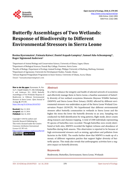 Response of Biodiversity to Different Environmental Stressors in Sierra Leone