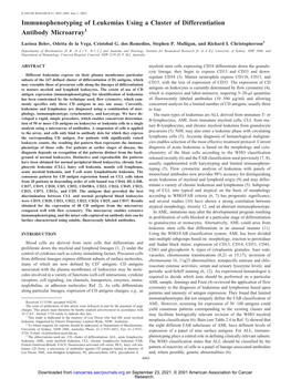 Immunophenotyping of Leukemias Using a Cluster of Differentiation Antibody Microarray 1