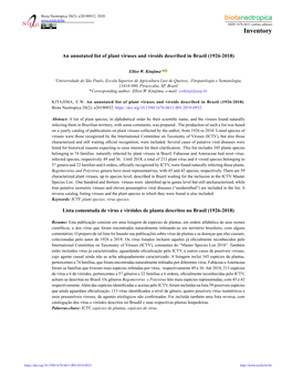 An Annotated List of Plant Viruses and Viroids Described in Brazil (1926-2018)