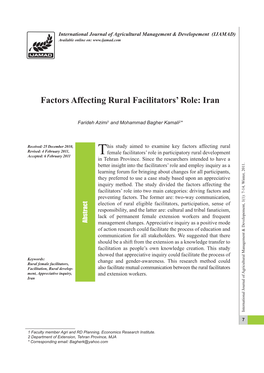 Factors Affecting Rural Facilitators' Role