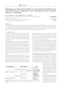 Presence of Bentonite Beds in the Earliest Eocene Tie- Nen Formation in Belgium As Evidenced by Clay Minera- Logical Analyses______