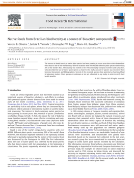 Native Foods from Brazilian Biodiversity As a Source of Bioactive Compounds