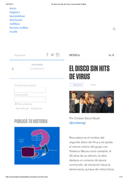 El Disco Sin Hits De Virus | Comunidad Anfibia Inicio Registro Qué Publicar Red Social Anfibios Revista Anfibia  Ayuda