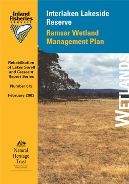 ETLANDS W Interlaken Lakeside Reserve Ramsar Wetland Management Plan