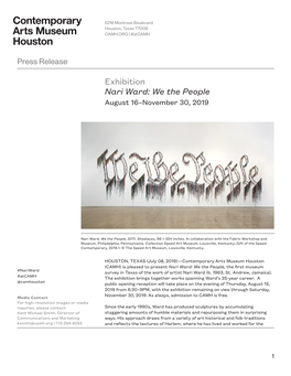 Press Release Exhibition Nari Ward: We the People