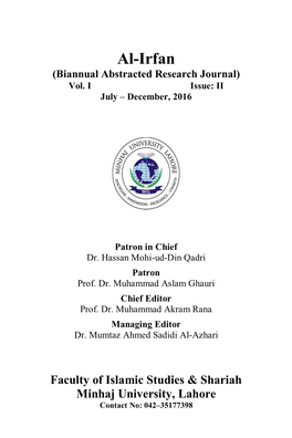 Al-Irfan (Biannual Abstracted Research Journal) Vol