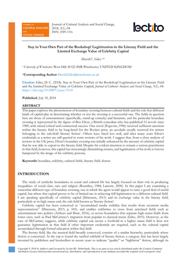 Stay in Your Own Part of the Bookshop! Legitimation in the Literary Field and the Limited Exchange Value of Celebrity Capital