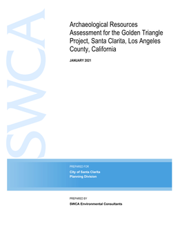 Archaeological Resources Assessment for the Golden Triangle Project, Santa Clarita, Los Angeles County, California