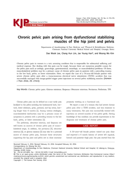 Chronic Pelvic Pain Arising from Dysfunctional Stabilizing Muscles of the Hip Joint and Pelvis