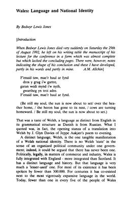 Wales: Language and National Identity