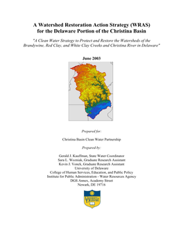 A Watershed Restoration Action Strategy (WRAS) for the Delaware Portion of the Christina Basin