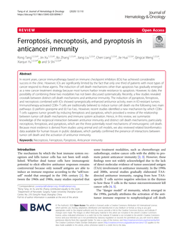 Ferroptosis, Necroptosis, and Pyroptosis in Anticancer Immunity