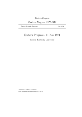 Eastern Progress Eastern Progress 1971-1972