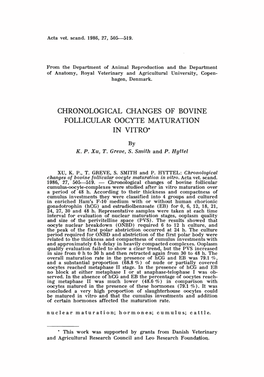 Chronological Changes of Bovine Follicular Oocyte Maturation in Vitro*