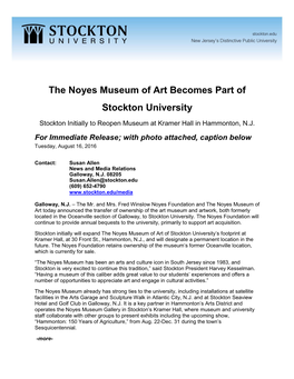 The Noyes Museum of Art Becomes Part of Stockton University