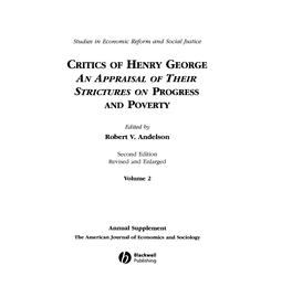 Clutics of HENRY GEORGE an APPRAISAL of THEIR STRICTURES on PROGRESS ANDPOVERTY