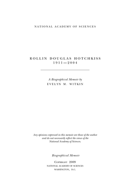 Rollin Douglas Hotchkiss 1911—2004