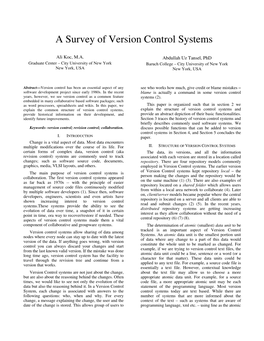 A Survey of Version Control Systems