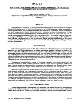 Soil Gas Radon Potential of the Upper Peninsula of Michigan: Houghton and Marouette Counties