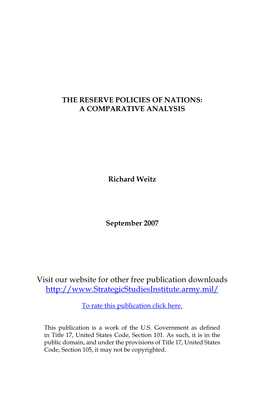 The Reserve Policies of Nations: a Comparative Analysis