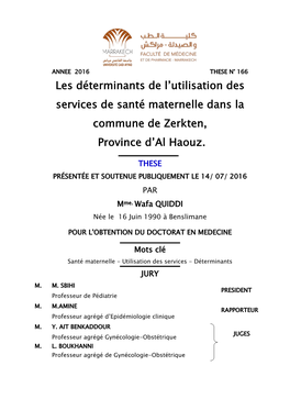 Les Déterminants De L'utilisation Des Services De Santé Maternelle Dans