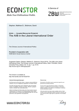 The AIIB in the Liberal International Order