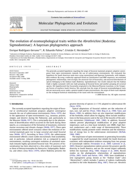 The Evolution of Ecomorphological Traits Within the Abrothrichini (Rodentia: Sigmodontinae): a Bayesian Phylogenetics Approach