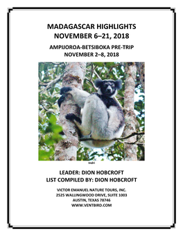 Madagascar Highlights November 6–21, 2018