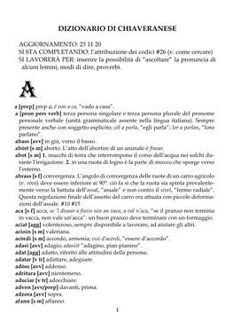 Dizionario Di Chiaveranese