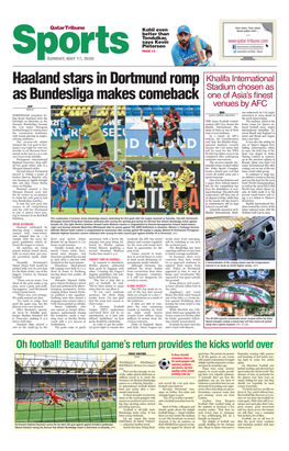 Haaland Stars in Dortmund Romp As Bundesliga Makes Comeback