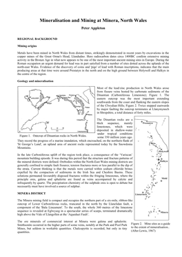 Mineralisation and Mining at Minera, North Wales