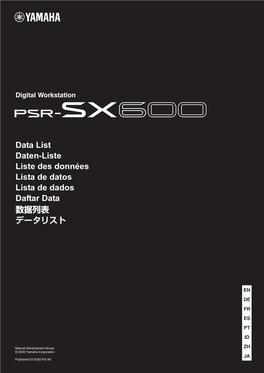 Yamaha PSR-SX600 Data List