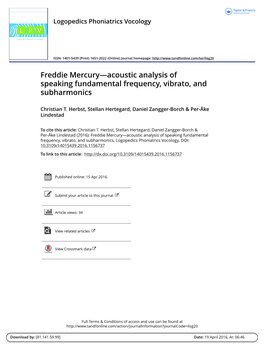 Acoustic Analysis of Speaking Fundamental Frequency, Vibrato, and Subharmonics