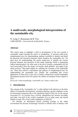 A Multi-Scale, Morphological Interpretation of the Sustainable City