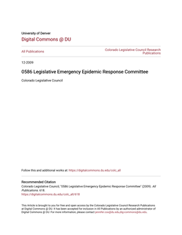 0586 Legislative Emergency Epidemic Response Committee