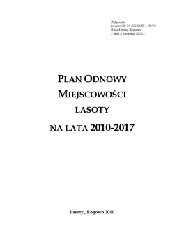 Plan Odnowy Miejscowości Lasoty Na Lata