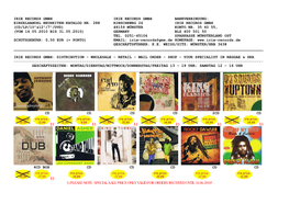 Irie Records Gmbh Irie Records Gmbh Bankverbindung: Einzelhandel Neuheiten-Katalog Nr