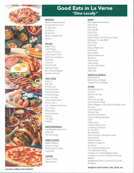 La Verne Eateries List