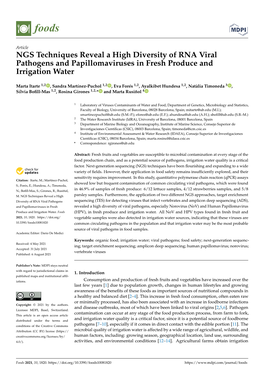 NGS Techniques Reveal a High Diversity of RNA Viral Pathogens and Papillomaviruses in Fresh Produce and Irrigation Water