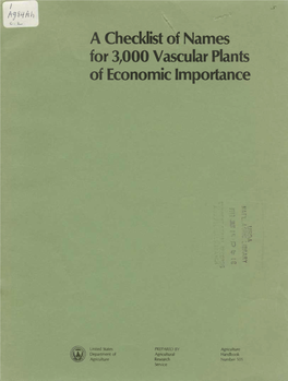 A Checklist of Names for 3,000 Vascular Plants of Economic Importance