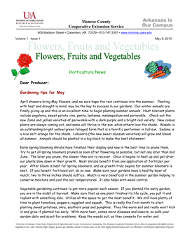 Monroe County Cooperative Extension Service Horticulture News